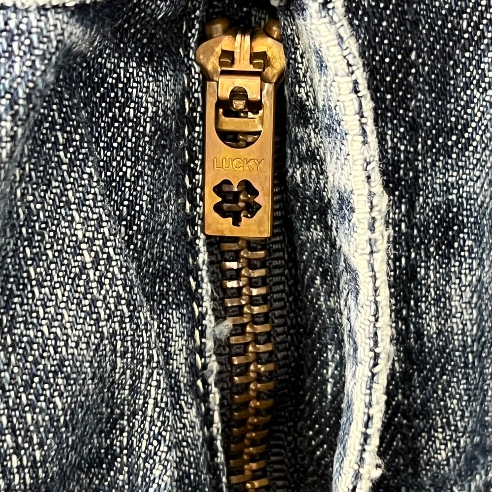 Vintage Lucky Brand Women Size 4 27 Denim Jean Shorts Distressed Frayed Blue - Picture 3 of 10